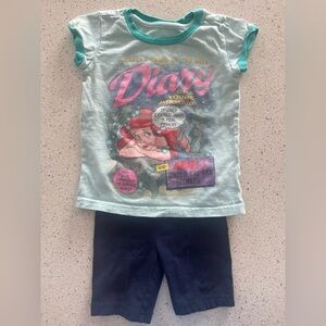 Mermaid Graphic Tee and Navy shorts Set